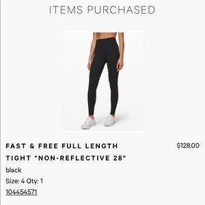Lululemon full length 28” fast and free tights